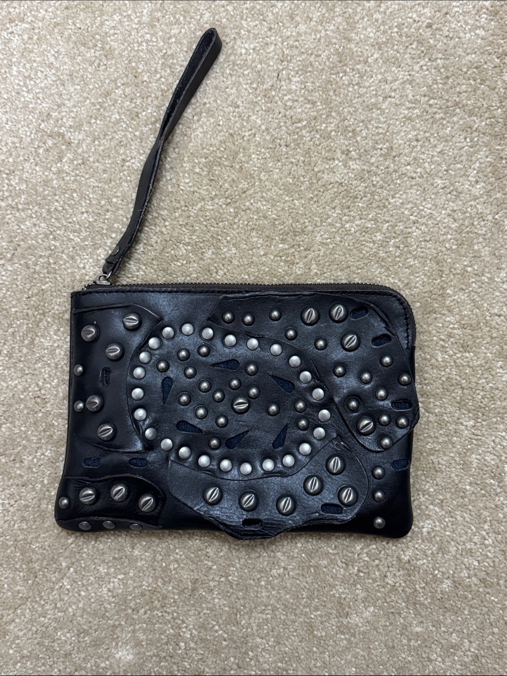 Patricia Nash Studded Leather Wristlet Clutch - Black Retail $99